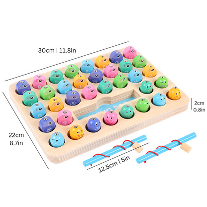 Educational magnetic fishing game with colorful alphabet letters and numbers, Montessori learning toy