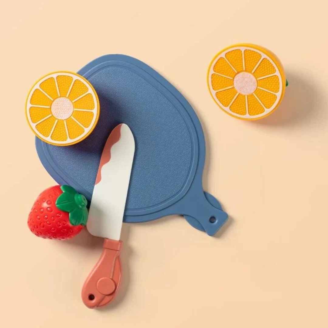 Colorful wooden fruit set for pretend play, Montessori educational toy for kids' skill development