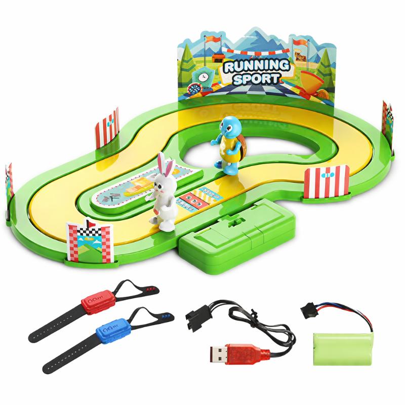 Excited kids operating a toy racing game using motion controls, great family gift.