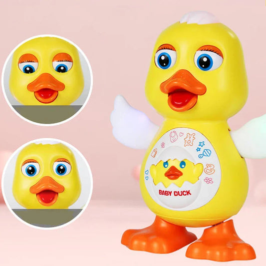Kids' musical dancing robot toy with bright LED lights, perfect for interactive playtime