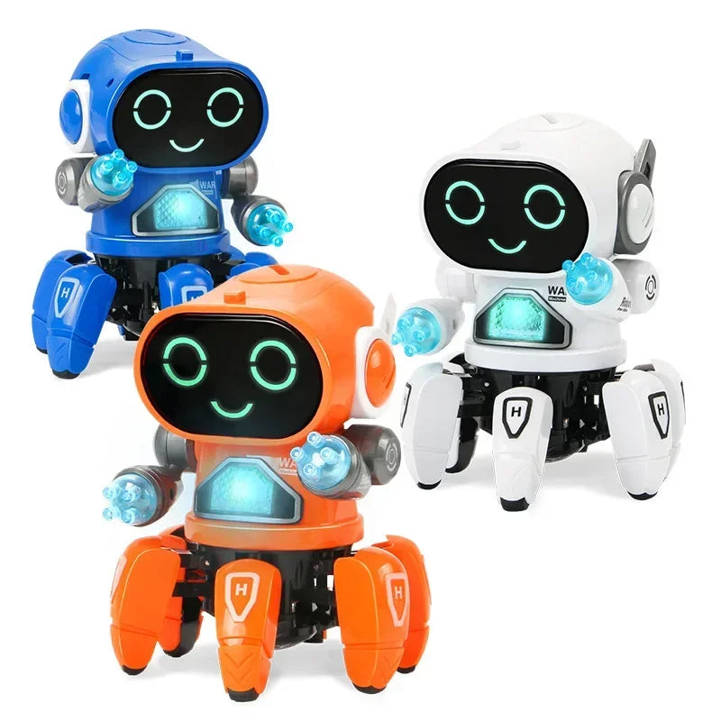 Interactive kids' robot with colourful lights, dancing, and musical functions for fun playtime