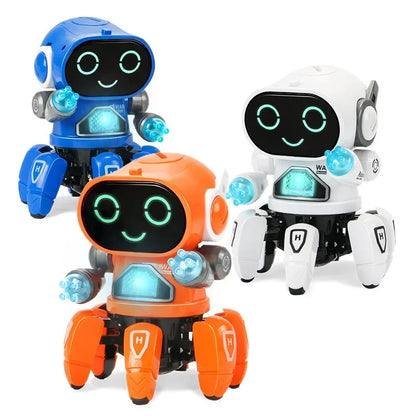 Interactive kids' robot with colourful lights, dancing, and musical functions for fun playtime