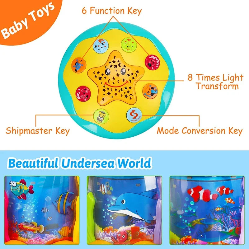 Turtle-themed Kids Musical Ocean Projector Lamp, developmental toy for bedtime