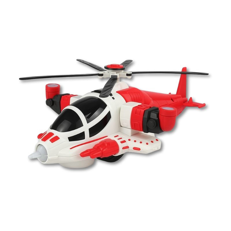 Toddler-friendly musical helicopter toy with bright lights and sounds, perfect for interactive kids' playtime