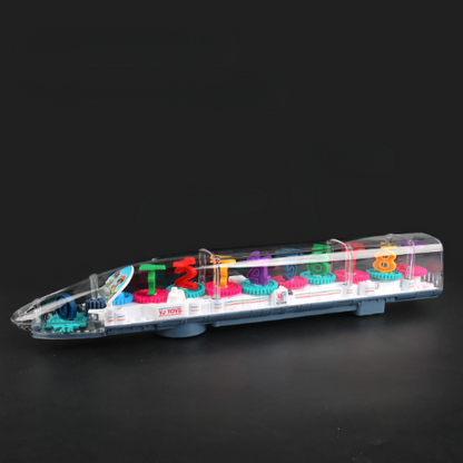 Kids musical light-up train toy with 360-degree movement, perfect for toddlers and interactive playtime