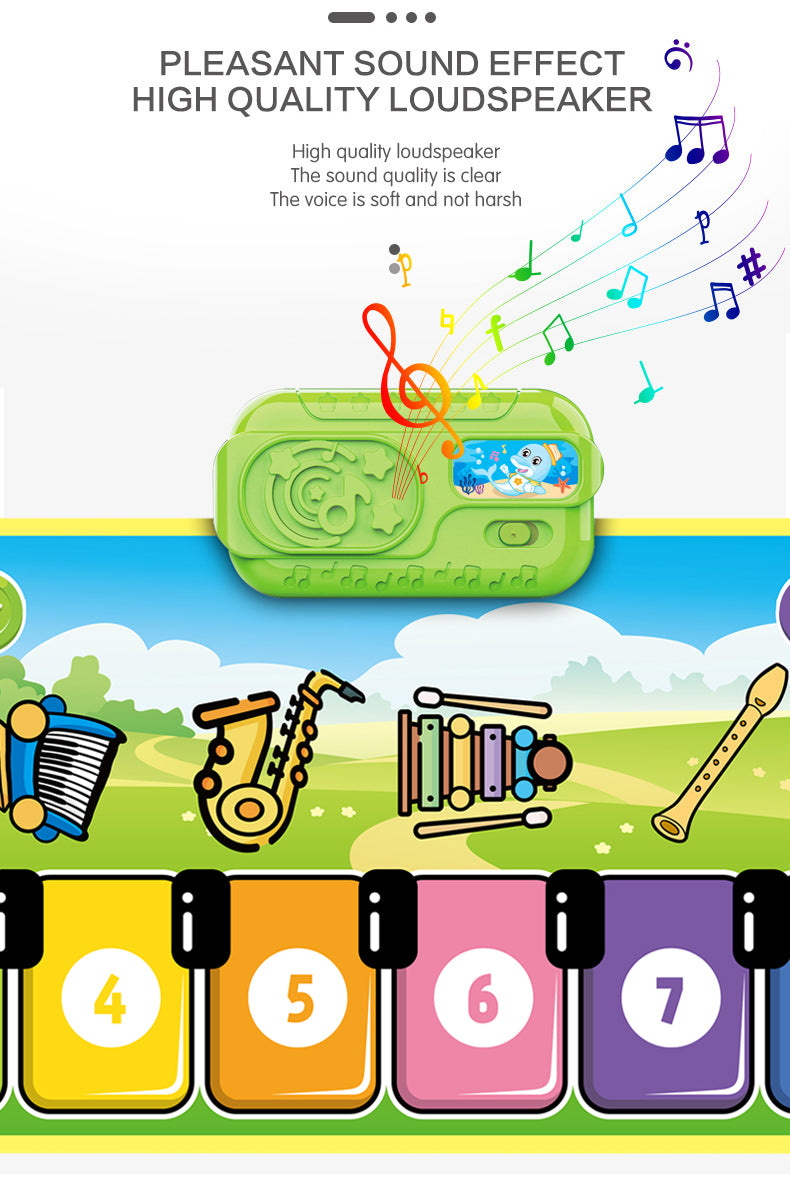 Brightly colored musical piano play mat designed as an educational dance pad for young kids