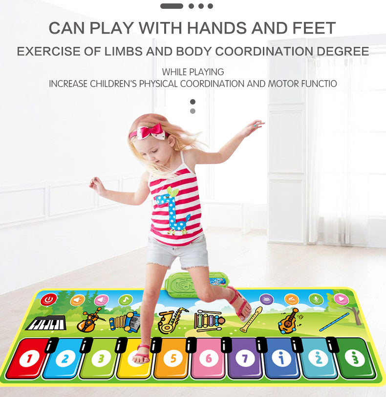 Children's gift: portable musical piano play mat for active learning and fun