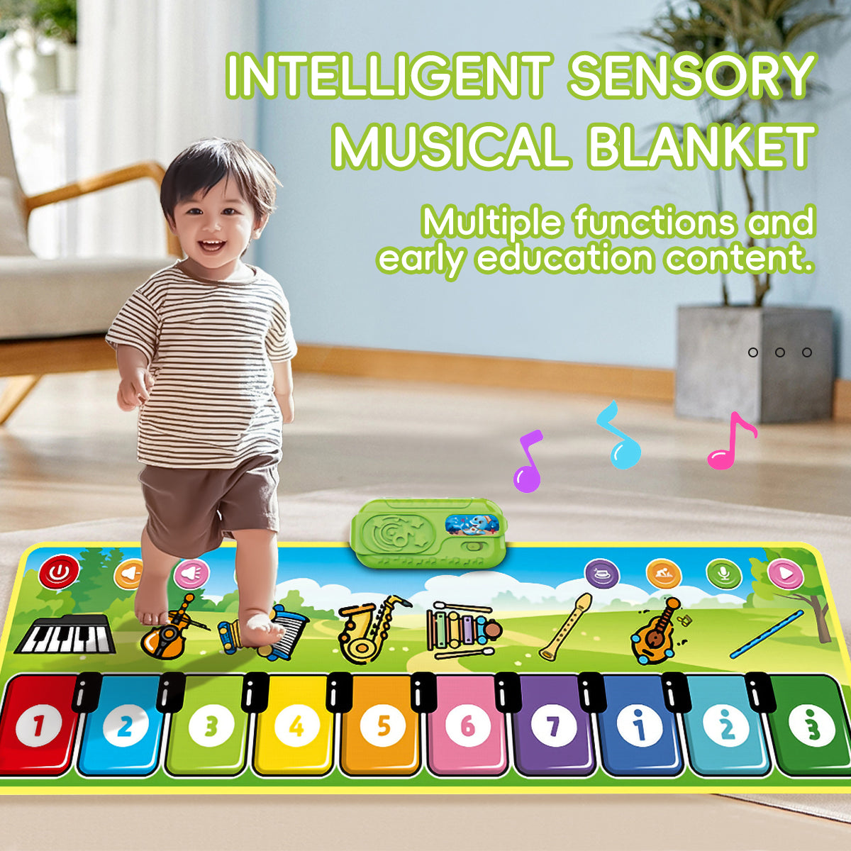 Musical toy: kids' piano play mat with touch-sensitive keys for interactive play