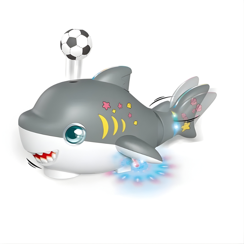 Musical shark car toy for kids, complete with floating ball, promoting motor skills & engaging toddler playtime