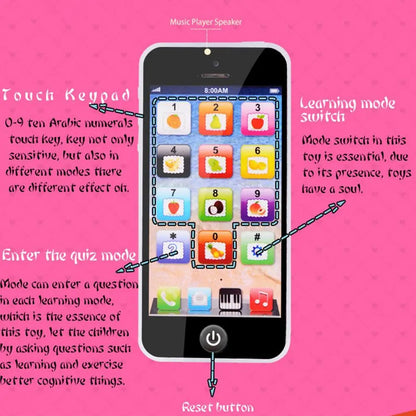 Educational musical simulation phone. Durable plastic baby toy for early learning, sounds & lights.
