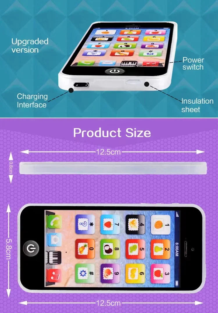 Toddler educational phone. Musical simulation toy with lights & sounds for early learning development.