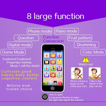 Toddler learning phone toy with music & lights. Safe, durable plastic for interactive play and education.