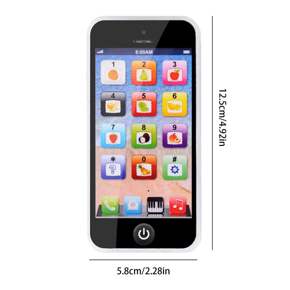 Interactive musical phone for toddlers. Simulation toy promoting early learning, sounds, and motor skills.