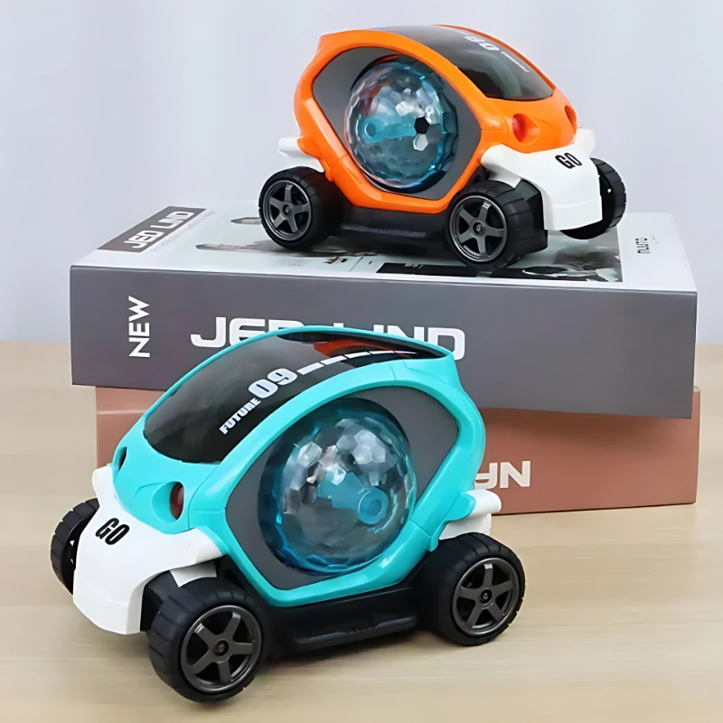 Kids musical stunt car toy with vibrant lights & sounds, perfect for interactive toddler play