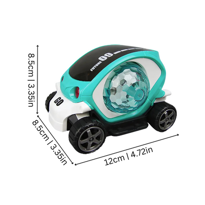 Battery operated musical stunt car for infants, featuring exciting lights and fun sounds