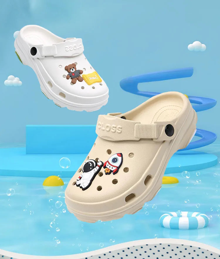 Kids' colorful non-slip clogs, versatile summer sandals for all-day play.