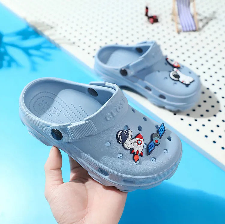 Non-slip youth summer footwear, comfortable PVC clogs for casual wear.