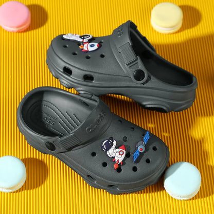Children's comfortable beach sandals with non-slip EVA outsole for active play.