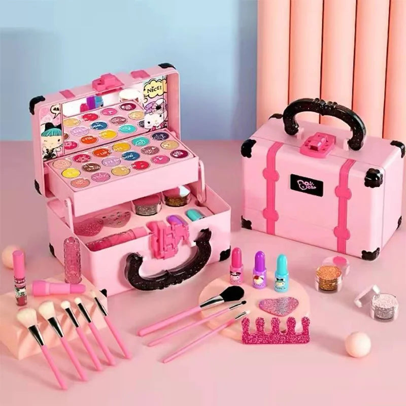Kids' non-toxic makeup play kit with colorful eyeshadows & brushes for creative fun