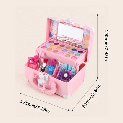 Girls' gift: a variety of non-toxic makeup items including glitter and applicators