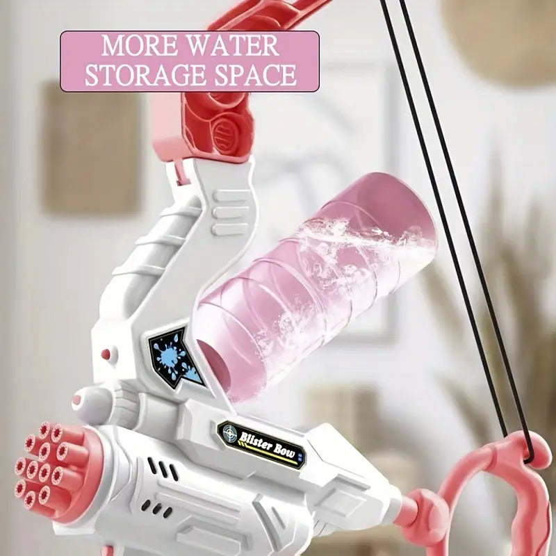 Summer fun kids' toy: 2-in-1 bow bubble machine and water blaster