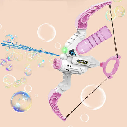 Kids' outdoor water blaster with integrated bubble wand, colorful design