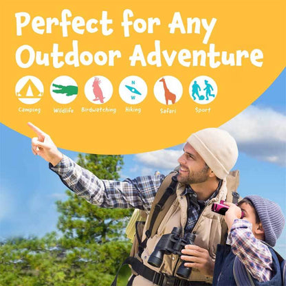 Pair of green kids binoculars 8x21, durable adventure gear for outdoor play