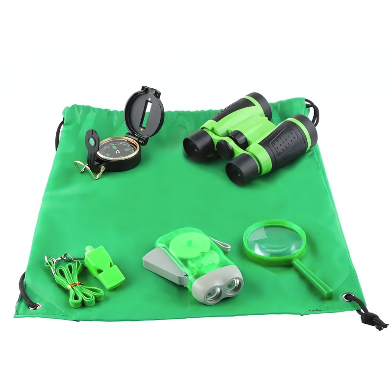 Educational adventure toy set for kids with compass and tools for nature exploration