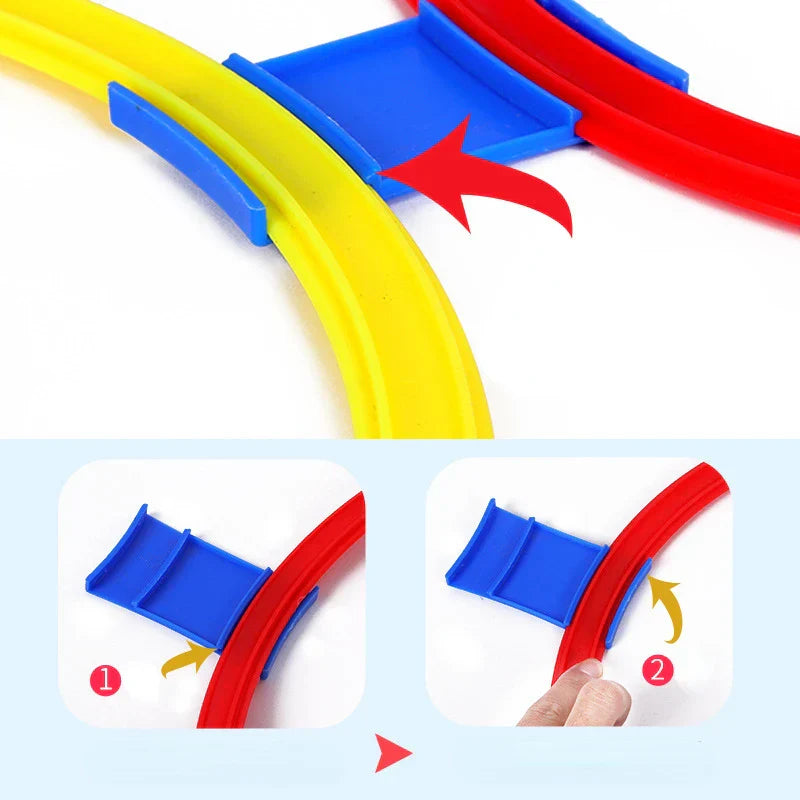 Close-up of bright agility hoops for kids' outdoor games, encouraging social and active play.