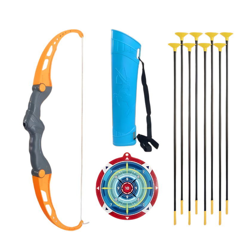 Durable kids outdoor archery toy bow and arrow set, perfect for active play and improving focus, includes suction cup arrows.