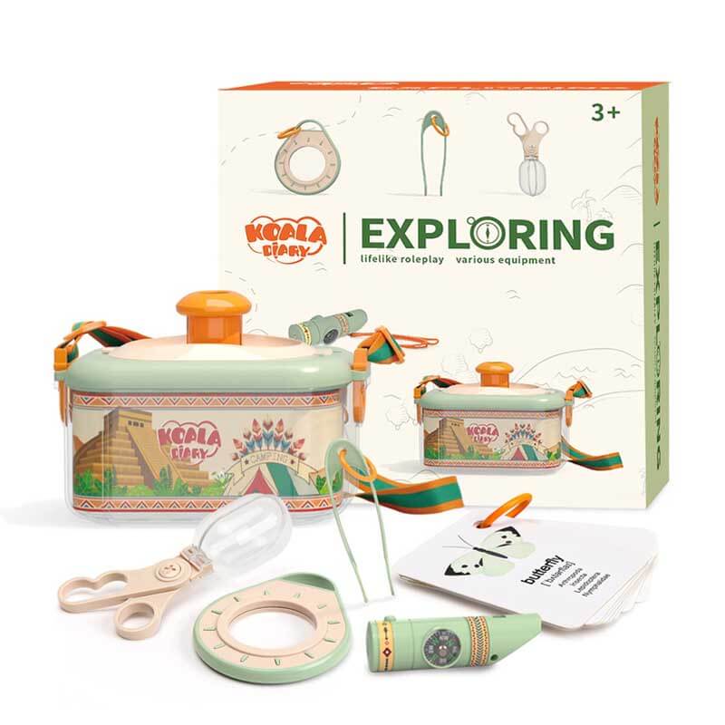 Assortment of bug catcher tools from an explorer kit for kids, designed for educational nature study