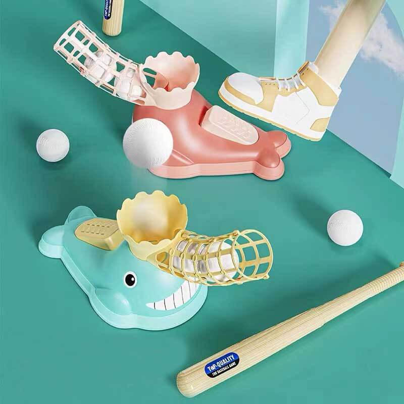 Portable catapult baseball play set for kids, easy to set up for outdoor fun