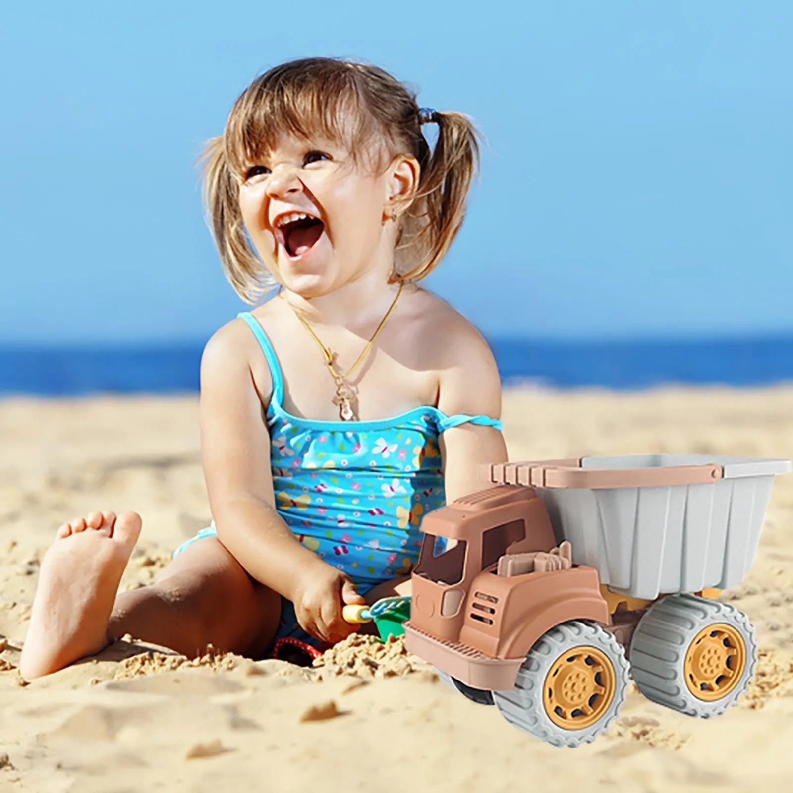 Durable kids' outdoor play set featuring realistic construction vehicles to enhance motor skills.