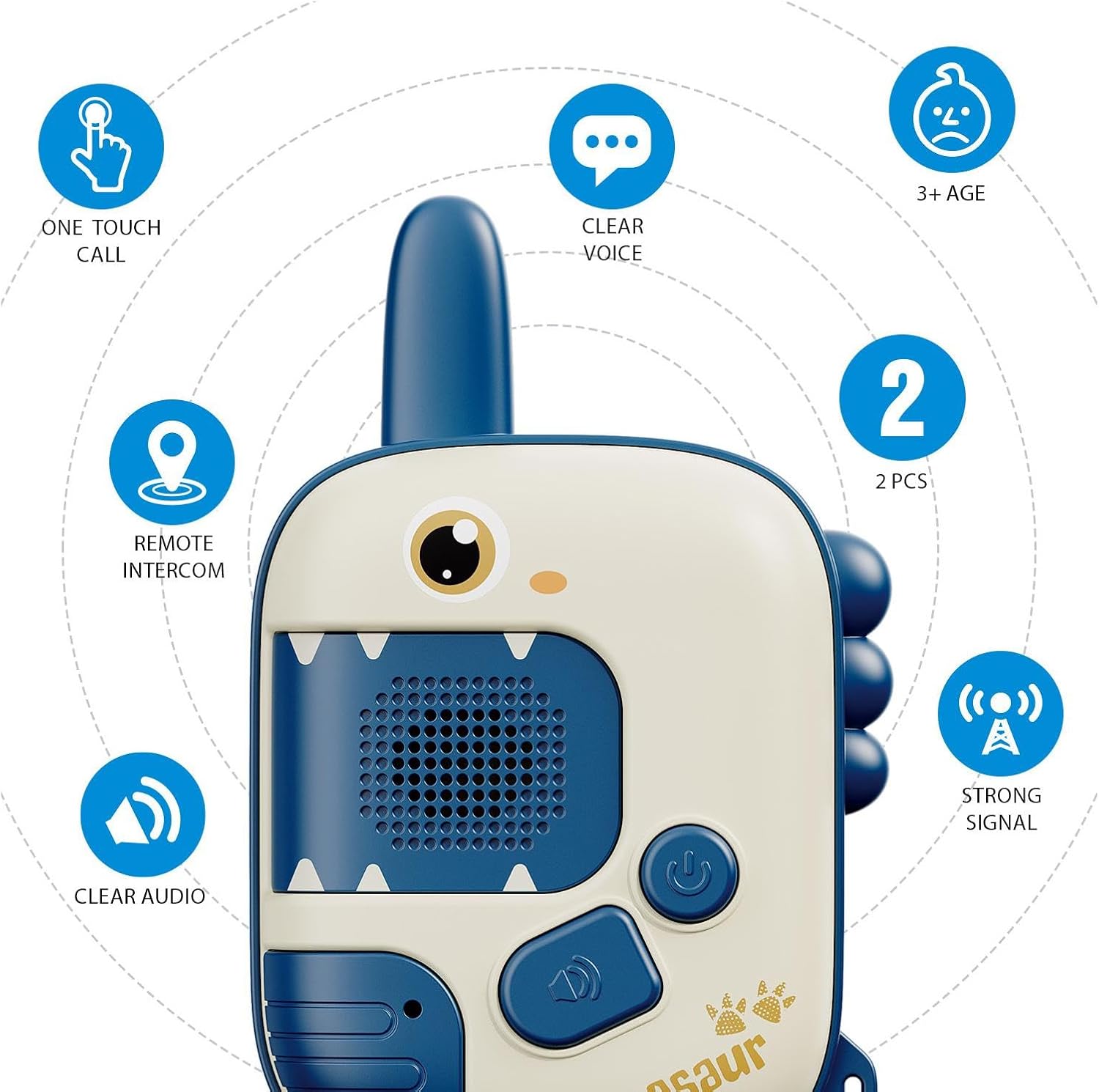 Adventure gear communication toy: set of two dinosaur walkie talkies for children