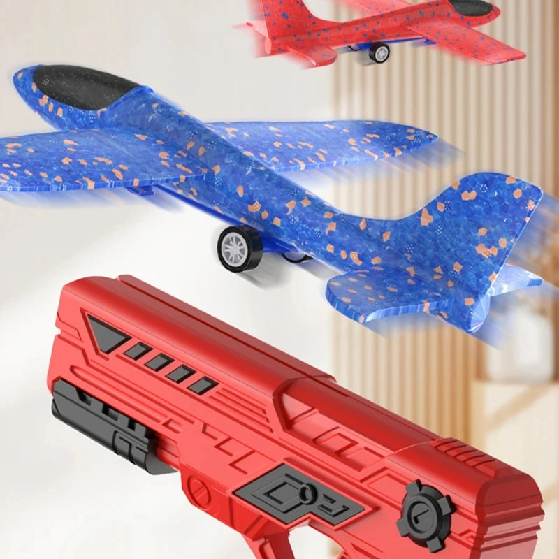 Kids outdoor foam airplane launcher toy, flying glider for active play beyond 3 years old