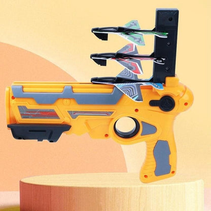 The Kids' Foam Airplane Launcher Toy packaging, highlighting it as a fun outdoor gift for kids