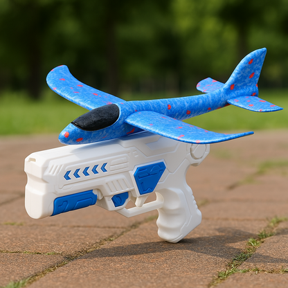 Kids outdoor foam plane launcher toy for active play & hand-eye coordination