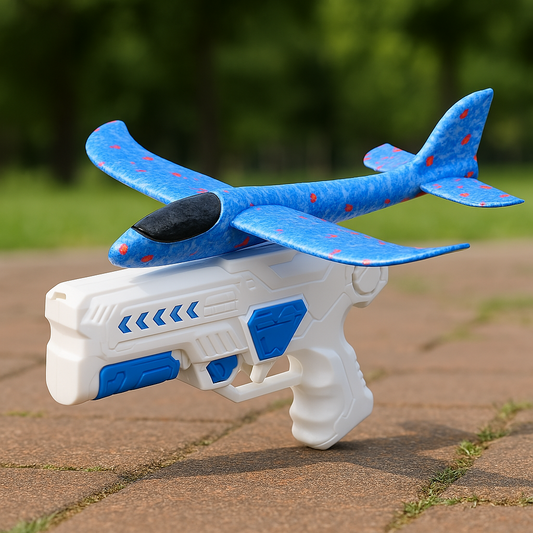 Kids outdoor foam plane launcher toy for active play & hand-eye coordination