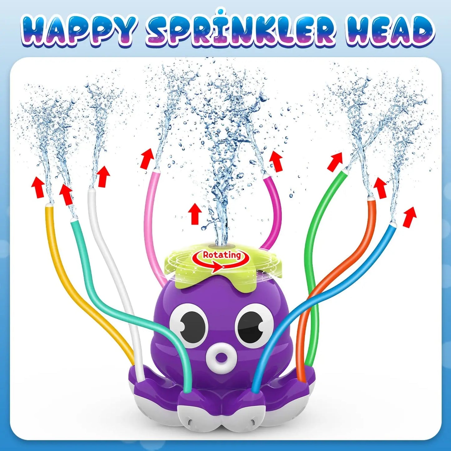 Colorful kids' octopus water sprayer creating a fun outdoor water play area