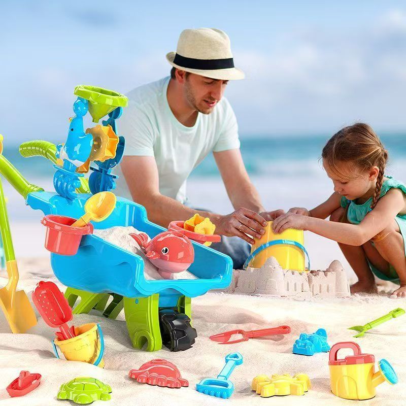Kids' outdoor sand & beach wheelbarrow play set for creative garden and sensory play