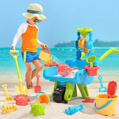 Toddler outdoor sand toy wheelbarrow set with accessories for beach and garden fun