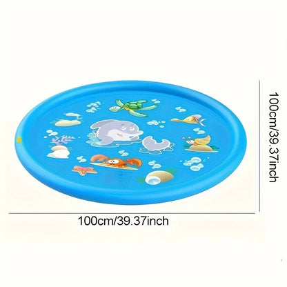 Children enjoying a splash pad sprinkler mat, ideal garden water toy for hot days.