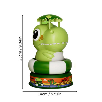 Toddler splashing in a vibrant sprinkler toy, perfect for backyard water games