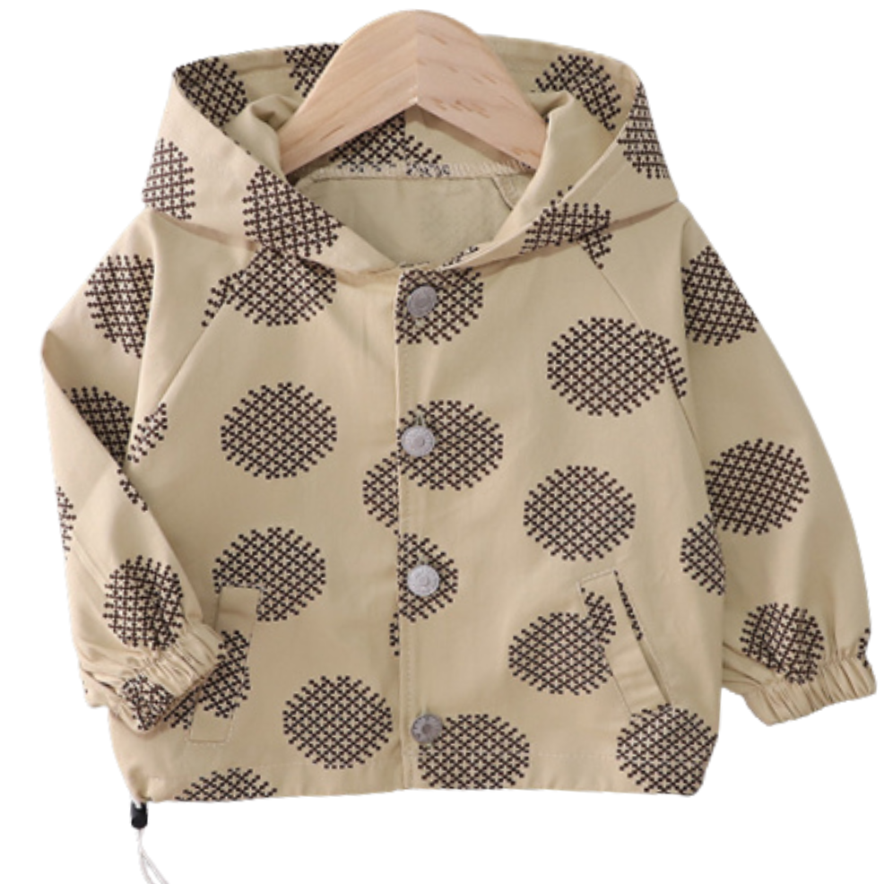 Soft cotton kids jacket with hood, perfect childrens apparel for cool weather.