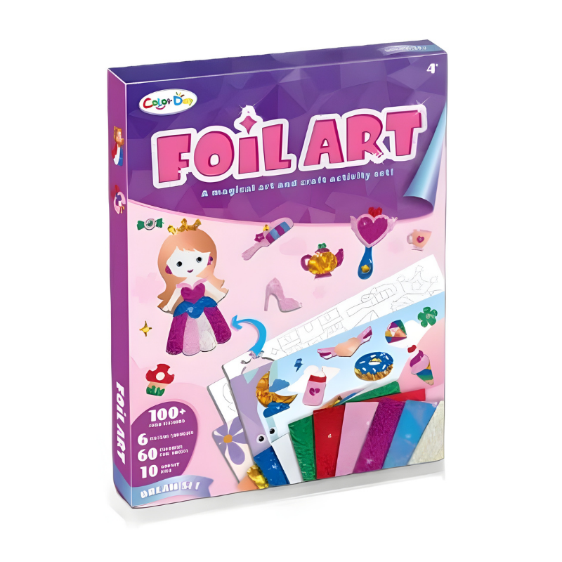 Car themed kids' foil art kit, peel & stick with shimmer stickers for engaging creative play