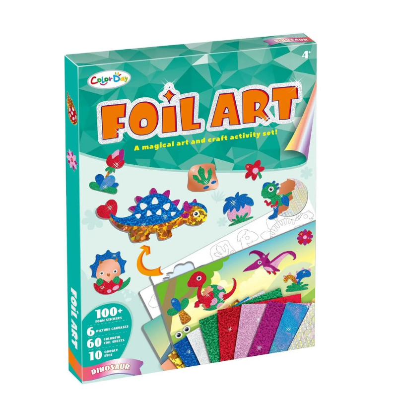Mess-free peel & stick foil art kit for kids, includes shimmer stickers for unique creative crafts