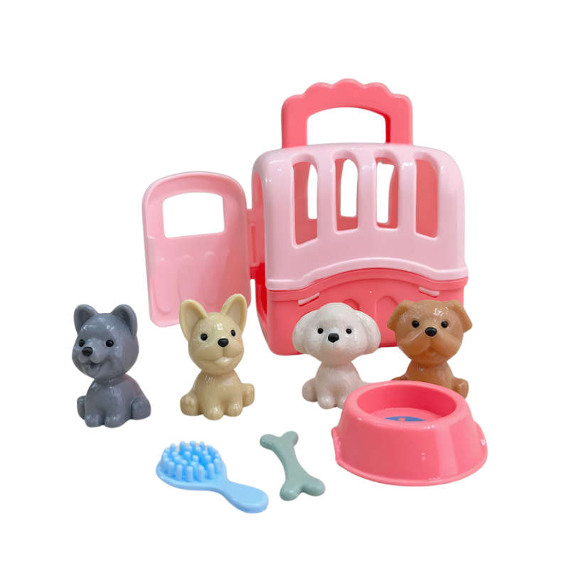 Imaginative kids pet play set, educational animal figurines for creative preschooler role play.