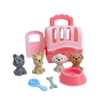 Imaginative kids pet play set, educational animal figurines for creative preschooler role play.