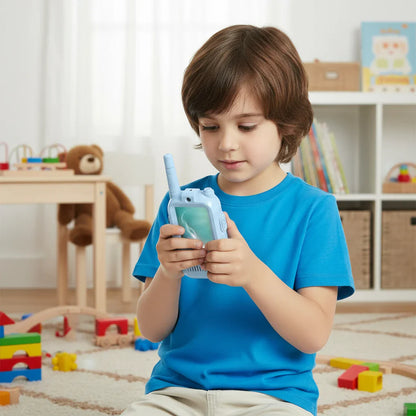 Childrens educational video walkie-talkie in pink & blue for interactive play and learning