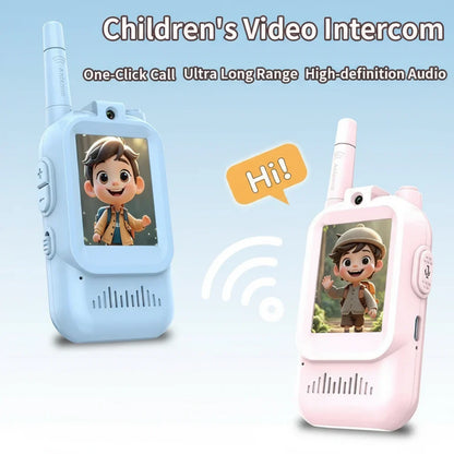 Durable pink and blue kids' intercom toy, perfect for outdoor adventures and communication